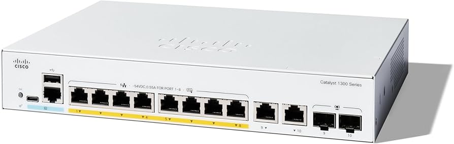 8-Port GE + 2 Combo Uplink Switch Cisco C1300-8T-E-2G